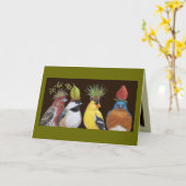 Fête d'oiseaux avec la carte grincheuse bluebird (Fleur jaune)