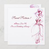 FÊTE DOUCE JEUNE FILLE 16 ANS INVITATION Rose (Devant / Derrière)