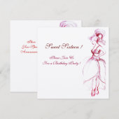 FÊTE DOUCE JEUNE FILLE 16 ANS INVITATION ROSE FANT (Devant / Derrière)