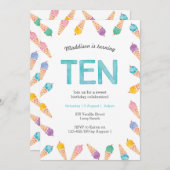 Fête du 10e anniversaire | Invitation à la crème g (Devant / Derrière)