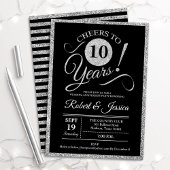 Fête du 10e Anniversaire - Invitation Noir Argent