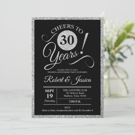 Fête du 30e anniversaire - Invitation noire en arg (Debout devant)