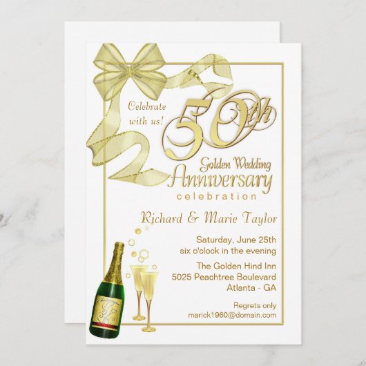 Fête du 50e anniversaire - Bargain Invitations (Devant / Derrière)