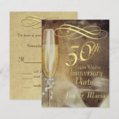 Fête du 50e anniversaire - Cartes de réponse RSVP (Devant / Derrière)