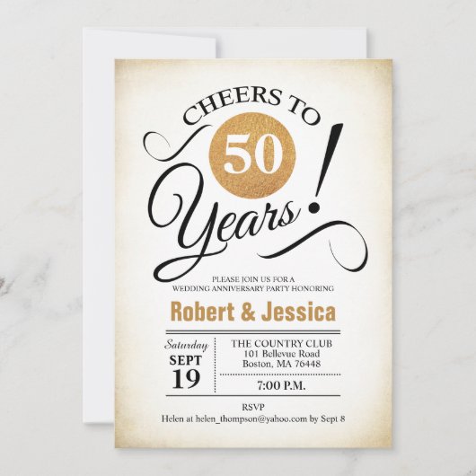 Fête du 50e anniversaire de mariage - Invitation b (Devant)