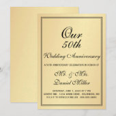 Fête du 50e anniversaire de mariage Invitation dor (Devant / Derrière)