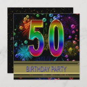 Fête du 50e anniversaire Invitation avec bulles (Devant / Derrière)