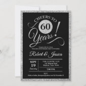 Fête du 60e Anniversaire - Invitation Noir Argent (Devant)
