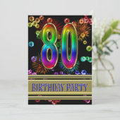 Fête du 80e anniversaire Invitation avec bulles (Debout devant)