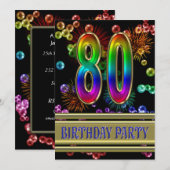 Fête du 80e anniversaire Invitation avec bulles (Devant / Derrière)