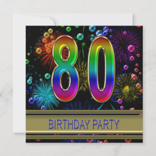 Fête du 80e anniversaire Invitation avec bulles