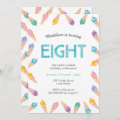 Fête du 8e anniversaire | Invitation à la crème gl (Devant / Derrière)
