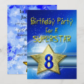 Fête du 8e anniversaire Invitation pour une Supers (Devant / Derrière)
