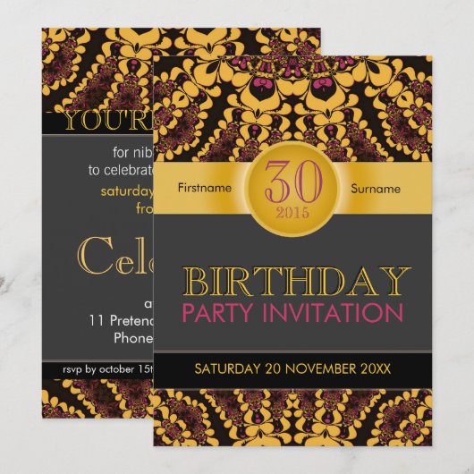 Fête du Batik tropical Invitations d'anniversaire (Devant / Derrière)