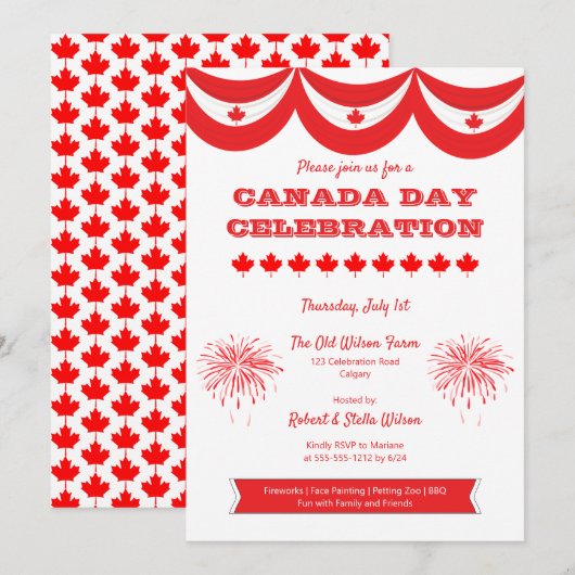 Fête du Canada Invitation à la fête des fêtes (Devant / Derrière)