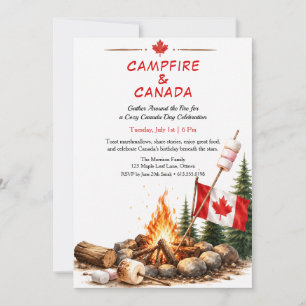 Fête du Canada Invitation BBQ Feu de Camp Convivia