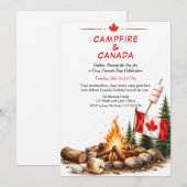 Fête du Canada Invitation BBQ Feu de Camp Convivia (Devant / Derrière)
