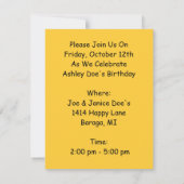 Fête du Carousel Merry-Go-Round INVITATIONS D'Anni (Dos)