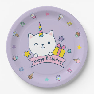 Fête du Caticorne Assiette en carton Lilas Lav