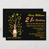 Fête du Champagne Invitation du 21e anniversaire (Devant / Derrière)