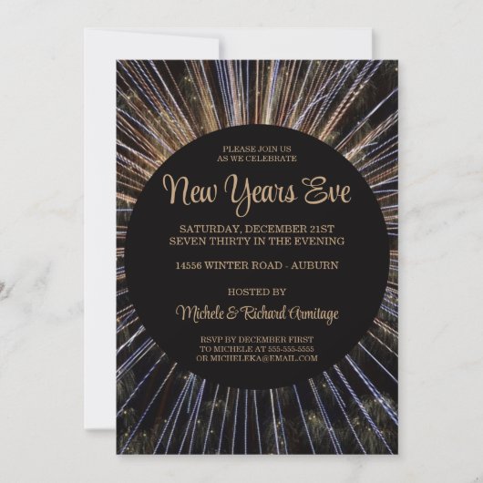 Fête du feu d'artifice Nouvel An Invitation (Devant)