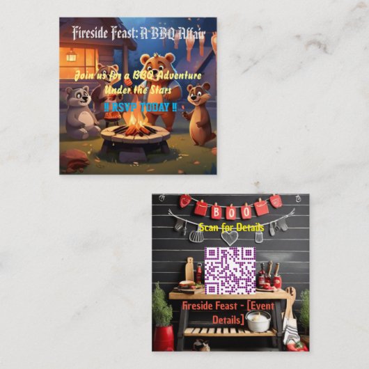 Fête du Feu : Invitation BBQ Bash (Devant / Derrière)