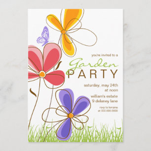 Fête du jardin  Invitation de fleurs et de papillo