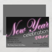 Fête du Nouvel An 2013 Invitations du Neon Party (Devant / Derrière)