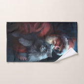Fête du Père Noël du chat bleu russe (Serviette à main)
