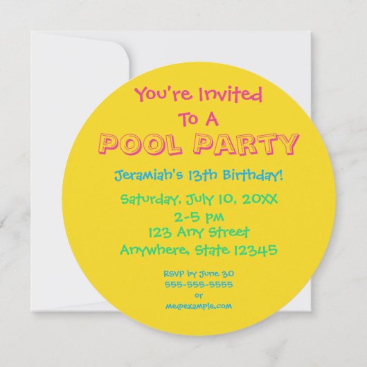 Fête du pool| Invitation à un bal de plage (Dos)