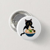 Fête du Ramen Meow-Tastic : Beau Badge de chat (Devant & derrière)