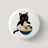 Fête du Ramen Meow-Tastic : Beau Badge de chat (Devant)