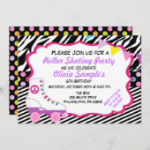 Fête du Roller Skating Party Invitation d'annivers (Devant / Derrière)