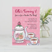 Fête du Thé de Fille Invitations d'anniversaire th (Debout devant)