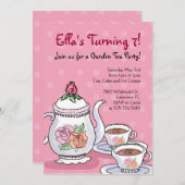 Fête du Thé de Fille Invitations d'anniversaire th (Devant / Derrière)