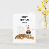 Fête du tigre - Animaux - Carte de Nouvel An (Fleur jaune)