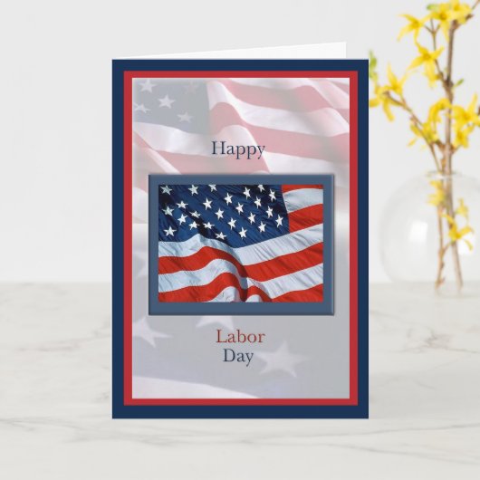 Fête du travail avec carte à drapeaux (Fleur jaune)