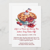 Fête du Travail Cerise Pie Bake Off Invitation (Devant / Derrière)