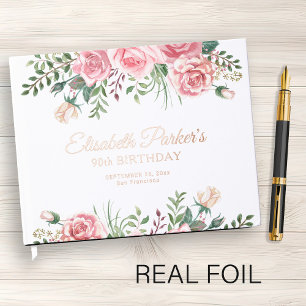 Fête élégante de 90 ans avec fleurs roses pastel