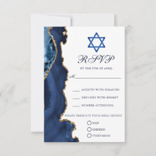 Fête élégante de Bar Mitzvah Bleu Nuit Or RSVP