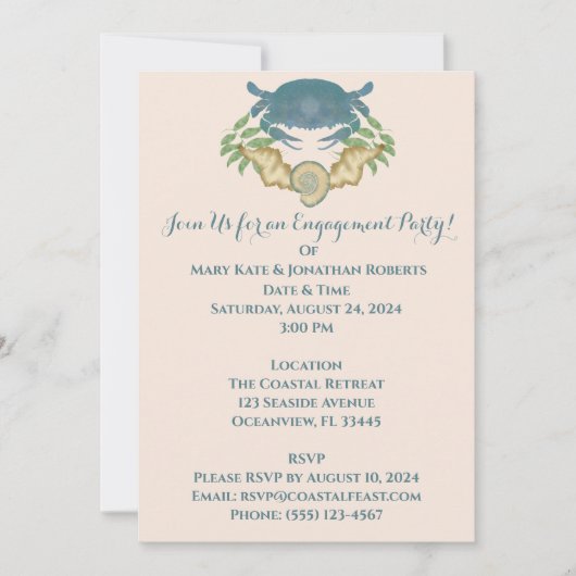 Fête élégante de crabe - Faire-part de fiançailles (Devant)