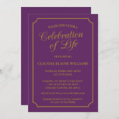 FÊTE ÉLÉGANTE DE LA VIE INVITATION FUNÉRALE (Devant / Derrière)