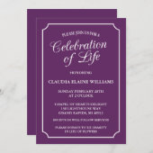 FÊTE ÉLÉGANTE DE LA VIE INVITATION FUNÉRALE (Devant / Derrière)