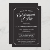 FÊTE ÉLÉGANTE DE LA VIE INVITATION FUNÉRALE (Devant / Derrière)