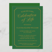 FÊTE ÉLÉGANTE DE LA VIE INVITATION FUNÉRALE (Devant / Derrière)