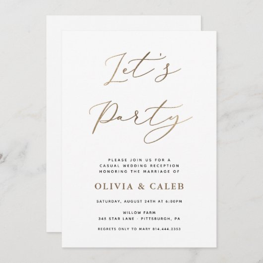 Fête Elopement Mariage Réception invitation (Devant / Derrière)