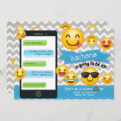 Fête Emoji Invitations Anniversaire Blue Boys (Devant / Derrière)
