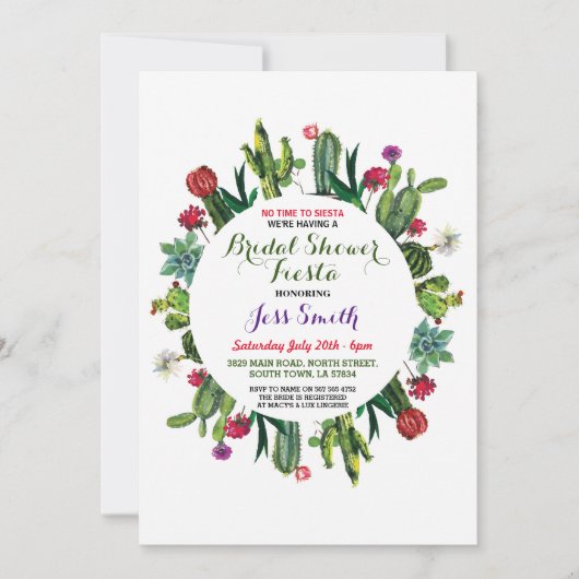 Fête Fête de l'mariée Fiesta Cactus Invitation mex (Devant)
