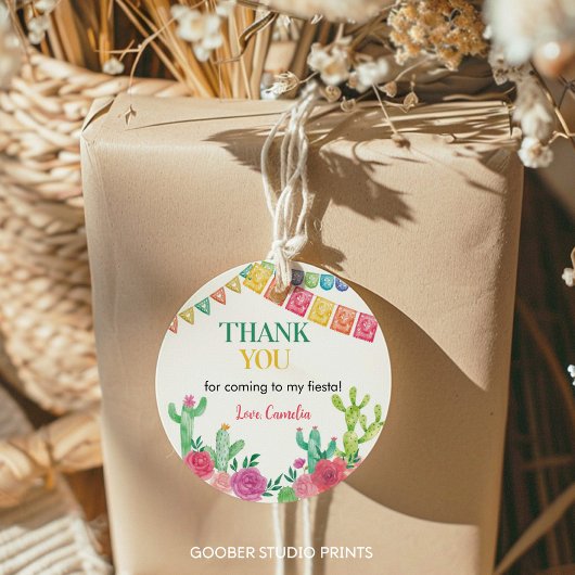 Fête Fille Cactus Étiquettes de fête d'anniversair