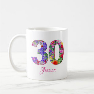 Fête florale Mug personnalisé 30e anniversaire